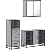 Image de vidaXL - 3-delige - Badkamermeubelset - bewerkt - hout - grijs - sonoma - eikenkleur