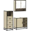 Image de vidaXL - 3-delige - Badkamermeubelset - bewerkt - hout - sonoma - eikenkleurig