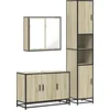 Image de vidaXL - 3-delige - Badkamermeubelset - bewerkt - hout - sonoma - eikenkleurig
