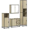 Image de vidaXL - 4-delige - Badkamermeubelset - bewerkt - hout - sonoma - eikenkleurig