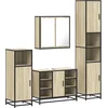 Image de vidaXL - 4-delige - Badkamermeubelset - bewerkt - hout - sonoma - eikenkleurig