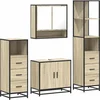 Image de vidaXL - 4-delige - Badkamermeubelset - bewerkt - hout - sonoma - eikenkleurig