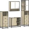 Image de vidaXL - 4-delige - Badkamermeubelset - bewerkt - hout - sonoma - eikenkleurig