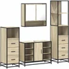 Image de vidaXL - 4-delige - Badkamermeubelset - bewerkt - hout - sonoma - eikenkleurig