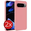 Image de Hoesje - 2 Stuks - Geschikt voor Google Pixel 10 Pro XL - Sterk & Shockproof - Telefoonhoes - Back Cover - Case Siliconen - Telefoon Hoes - Lichtroze
