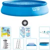 Image de Intex Rond Opblaasbaar Easy Set Zwembad - 457 x 107 cm - Blauw - Inclusief Pomp - Ladder - Grondzeil - Afdekzeil Onderhoudspakket - Filters - Schoonmaakset