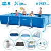 Image de Intex Rechthoekig Opzetzwembad - 450 x 220 x 84 cm - Blauw - Inclusief Pomp - Solar Mat - Onderhoudspakket - Grondzeil - Afdekzeil - Schoonmaaktset