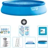 Image de Intex Rond Opblaasbaar Easy Set Zwembad - 457 x 107 cm - Blauw - Inclusief Pomp - Ladder - Grondzeil - Afdekzeil Onderhoudspakket - Filters - Vloertegels