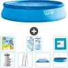 Image de Intex Rond Opblaasbaar Easy Set Zwembad - 457 x 107 cm - Blauw - Inclusief Pomp - Ladder - Grondzeil - Afdekzeil Onderhoudspakket - Filters - Vloertegels