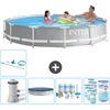 Image de Intex Rond Prism Frame Zwembad - 366 x 76 cm - Grijs - Inclusief Pomp Afdekzeil - Onderhoudspakket - Filters - Schoonmaakset