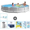 Image de Intex Rond Prism Frame Zwembad - 366 x 76 cm - Grijs - Inclusief Pomp Solarzeil - Onderhoudspakket - Filters - Schoonmaakset