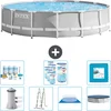 Image de Intex Rond Prism Frame Zwembad - 427 x 107 cm - Grijs - Inclusief Pomp - Ladder - Grondzeil - Afdekzeil Onderhoudspakket - Filters - Vloertegels