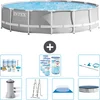 Image de Intex Rond Prism Frame Zwembad - 427 x 107 cm - Grijs - Inclusief Pomp - Ladder - Grondzeil - Afdekzeil Onderhoudspakket - Filters - Schoonmaakset