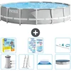 Image de Intex Rond Prism Frame Zwembad - 457 x 107 cm - Grijs - Inclusief Pomp - Ladder - Grondzeil - Afdekzeil Onderhoudspakket - Filters - Schoonmaakset