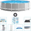 Image de Intex Rond Prism Frame Zwembad - 457 x 122 cm - Grijs - Inclusief Pomp - Ladder - Grondzeil - Afdekzeil Onderhoudspakket - Filters - Solar Mat