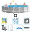 Image de Intex Rond Prism Frame Zwembad - 548 x 122 cm - Grijs - Inclusief Pomp - Ladder - Grondzeil - Afdekzeil Onderhoudspakket - Filters - Vloertegels