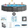 Image de Intex Rond Prism Frame Greywood Zwembad - 549 x 122 cm - Inclusief Pomp - Ladder - Grondzeil - Afdekzeil Onderhoudspakket - Filters - Vloertegels