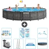 Image de Intex Rond Prism Frame Greywood Zwembad - 549 x 122 cm - Inclusief Pomp - Ladder - Grondzeil - Afdekzeil Onderhoudspakket - Filters - Schoonmaakset