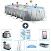 Image de Intex Ovaal Prism Frame Zwembad - 610 x 305 x 122 cm - Grijs - Inclusief Pomp - Ladder - Grondzeil - Afdekzeil Zoutwatersysteem - Filters - Zwembadzout