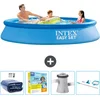 Image de Intex Rond Opblaasbaar Easy Set Zwembad - 305 x 61 cm - Blauw - Inclusief Solarzeil - Onderhoudspakket - Zwembadfilterpomp - Schoonmaakset
