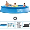 Image de Intex Rond Opblaasbaar Easy Set Zwembad - 305 x 61 cm - Blauw - Inclusief Afdekzeil - Onderhoudspakket - Zwembadfilterpomp - Solar Mat