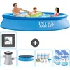 Image de Intex Rond Opblaasbaar Easy Set Zwembad - 305 x 61 cm - Blauw - Inclusief Pomp Afdekzeil - Onderhoudspakket - Filters - Vloertegels