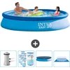 Image de Intex Rond Opblaasbaar Easy Set Zwembad - 366 x 76 cm - Blauw - Inclusief Pomp Filters - Afdekzeil - Grondzeil