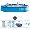 Image de Intex Rond Opblaasbaar Easy Set Zwembad - 457 x 84 cm - Blauw - Inclusief Pomp Filters - Solarzeil - Schoonmaakset
