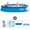 Image de Intex Rond Opblaasbaar Easy Set Zwembad - 457 x 84 cm - Blauw - Inclusief Pomp Filters - Afdekzeil - Grondzeil