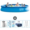 Image de Intex Rond Opblaasbaar Easy Set Zwembad - 457 x 84 cm - Blauw - Inclusief Pomp Filters - Solarzeil - Ladder
