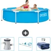 Image de Intex Rond Frame Zwembad - 244 x 51 cm - Blauw - Inclusief Zwembadfilterpomp - Schoonmaakset - Solarzeil