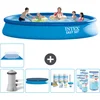 Image de Intex Rond Opblaasbaar Easy Set Zwembad - 457 x 84 cm - Blauw - Inclusief Pomp Afdekzeil - Onderhoudspakket - Filters - Grondzeil