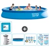 Image de Intex Rond Opblaasbaar Easy Set Zwembad - 457 x 84 cm - Blauw - Inclusief Pomp Afdekzeil - Onderhoudspakket - Filters - Vloertegels