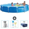 Image de Intex Rond Frame Zwembad - 366 x 76 cm - Blauw - Inclusief Zwembadfilterpomp - Testrips - Solarzeil