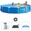 Image de Intex Rond Frame Zwembad - 366 x 76 cm - Blauw - Inclusief Zwembadfilterpomp - Solar Mat - Grondzeil