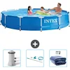 Image de Intex Rond Frame Zwembad - 366 x 76 cm - Blauw - Inclusief Zwembadfilterpomp - Schoonmaakset - Solarzeil