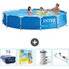 Image de Intex Rond Frame Zwembad - 366 x 76 cm - Blauw - Inclusief Solarzeil - Onderhoudspakket - Zwembadfilterpomp - Stofzuiger