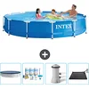 Image de Intex Rond Frame Zwembad - 366 x 76 cm - Blauw - Inclusief Afdekzeil - Onderhoudspakket - Zwembadfilterpomp - Solar Mat