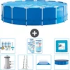 Image de Intex Rond Frame Zwembad - 457 x 122 cm - Blauw - Inclusief Pomp - Ladder - Grondzeil - Afdekzeil Onderhoudspakket - Filters - Vloertegels