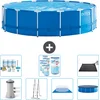 Image de Intex Rond Frame Zwembad - 457 x 122 cm - Blauw - Inclusief Pomp - Ladder - Grondzeil - Afdekzeil Onderhoudspakket - Filters - Solar Mat