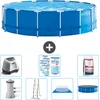 Image de Intex Rond Frame Zwembad - 457 x 122 cm - Blauw - Inclusief Pomp - Ladder - Grondzeil - Afdekzeil Zoutwatersysteem - Filters - Zwembadzout