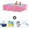 Image de Intex Rechthoekig Frame Zwembad - 220 x 150 x 60 cm - Roze - Inclusief Solarzeil - Onderhoudspakket - Zwembadfilterpomp - Stofzuiger