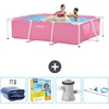 Image de Intex Rechthoekig Frame Zwembad - 220 x 150 x 60 cm - Roze - Inclusief Solarzeil - Onderhoudspakket - Zwembadfilterpomp - Schoonmaakset