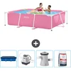 Image de Intex Rechthoekig Frame Zwembad - 220 x 150 x 60 cm - Roze - Inclusief Afdekzeil - Zoutwatersysteem - Zwembadfilterpomp - Zwembadzout