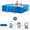 Image de Intex Rechthoekig Frame Zwembad - 220 x 150 x 60 cm - Blauw - Inclusief Afdekzeil - Zoutwatersysteem - Zwembadfilterpomp - Zwembadzout