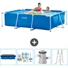 Image de Intex Rechthoekig Frame Zwembad - 220 x 150 x 60 cm - Blauw - Inclusief Afdekzeil - Onderhoudspakket - Zwembadfilterpomp - Ladder