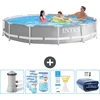 Image de Intex Rond Prism Frame Zwembad - 366 x 76 cm - Grijs - Inclusief Pomp Filters - Testrips - Solarzeil