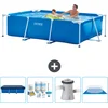 Image de Intex Rechthoekig Frame Zwembad - 260 x 160 x 65 cm - Blauw - Inclusief Afdekzeil - Onderhoudspakket - Zwembadfilterpomp - Grondzeil
