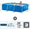 Image de Intex Rechthoekig Frame Zwembad - 260 x 160 x 65 cm - Blauw - Inclusief Afdekzeil - Onderhoudspakket - Zwembadfilterpomp - Vloertegels