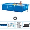 Image de Intex Rechthoekig Frame Zwembad - 260 x 160 x 65 cm - Blauw - Inclusief Afdekzeil - Onderhoudspakket - Zwembadfilterpomp - Solar Mat